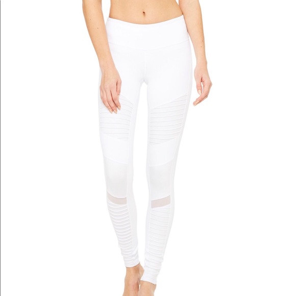 ALO Yoga Pants - ALO Yoga White Moto Leggings